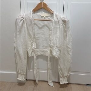 Elegant White Lace Trim blouse